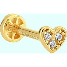 Sembol Gold 14 Ayar Altın Üçtaş Kalp Tragus Piercing
