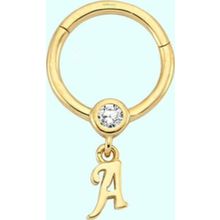 Sembol Gold -A- Harf 14 Ayar Altın Halka Piercing