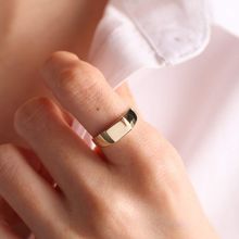 Sembol Gold (Kişiselleştir) Dikdörtgen 0,6 cm 14K Altın Şövalye Yüzük