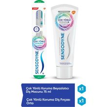 Sensodyne 75 ml Çok Yönlü Koruma Beyazlatıcı Diş Macunu + Çok Yönlü Koruma Orta Diş Fırçası