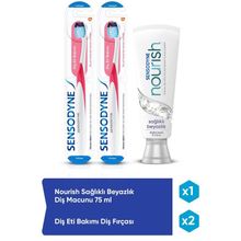 Sensodyne 75 ml Nourish Sağlıklı Beyazlık Diş Macunu + 2 Adet Diş Eti Bakımı Diş Fırçası