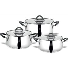 Serenk Modernist 6 Parça 18/10 Paslanmaz 18-22-26 cm Çelik Tencere Seti