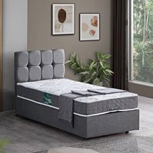Setay Mobilya Gri 140x190 cm Berlin Tek Kişilik Baza Başlık Comfort Yatak Seti