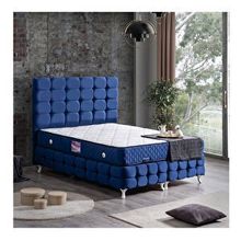 Setay Mobilya Lacivert 150x200 cm Duke Lüx Çift Kişilik Baza Başlık Deluxe Full Ortopedik Yatak Seti