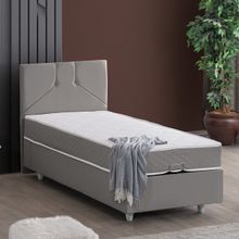 Setay Wick 120x200 cm Gri Tek Kişilik Baza Başlık Letto Yatak Seti