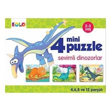 Sevimli Dinozorlar - 4 Mini Puzzle - Eolo Eğitici Oyuncak Komisyon