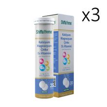 Shiffa Home Kalsiyum Magnezyum Çinko D3 Vitaminli 3x20 Efervesan Tablet
