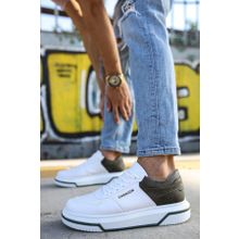 Shoecide CH075 CBT Signature Beyaz - Haki Renk Erkek Günlük Ayakkabı