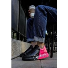 Shoecide CH254 CST Pittura Siyah - Pembe Renk Baskılı Erkek Günlük Ayakkabı