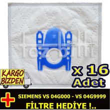 Siemens VS 04G000 VS 04G9999 Toz 16 Adet Süpürge Torbası