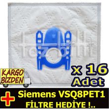 Siemens VSQ8PET1 Toz 16 Adet Süpürge Torbası