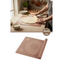 Silicolife Ölçülü Silikon Hamur Açma Matı, Pizza Baklava Börek Mantı Kek Hamuru Yoğurma Matı 40cmx50cm Kahve
