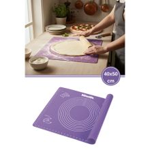 Silicolife Ölçülü Silikon Hamur Açma Matı, Pizza Baklava Börek Mantı Kek Hamuru Yoğurma Matı 40cmx50cm Lila