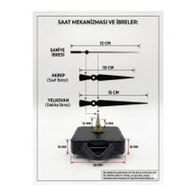 Silvanature Akar Saat Mekanizması Sessiz Duvar Saat Mekanizması 16 Mm Şaft -Modern akrep-yelkovan-saniye-askılı