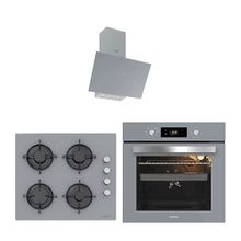 Silverline 3481 Flam S-CS5349S01-BO65E4S01 3'lü Gri Ankastre Set