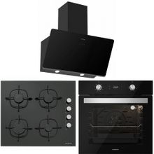 Silverline BO6501B01 - CS5335S01 - 3420 Classy 60 3'lü Siyah Cam Ankastre Set