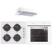 Silverline BO6501W01 - CS5349W01 - 1140 Crystal Line 60 3'lü Beyaz Ankastre Set