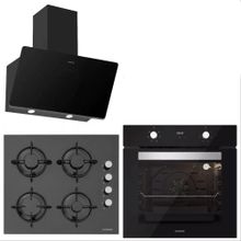 Silverline Bo6502b01 - Cs5349b01 - 3457 Soho 60 Siyah Cam Ankastre Set