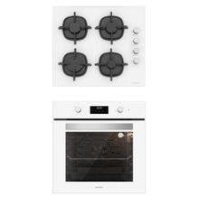 Silverline BO6502W01 - CS5343W01 Beyaz Cam Ankastre Set