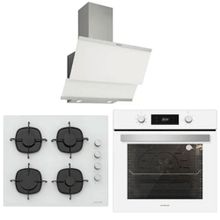Silverline Luno F6501W04 - LC5335W01 - 3462 Beyaz Cam Ankastre Set