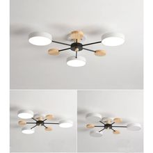 Simaavize 3'lü Beyaz Modern Ahşap Detaylı Led Avize