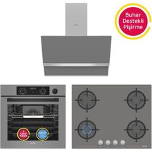 Simfer Steam Master 8246 - 3656 - 8740 Gri 3'lü Ankastre Set