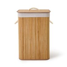 Simple Living 60 lt Bej Bambu Örme Çamaşır Sepeti