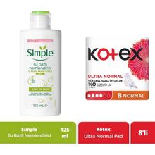 Simple Su Bazlı Hassas Ciltler İçin 125 ml Nemlendirici + Kotex Ultra Normal 8'li Hijyenik Ped