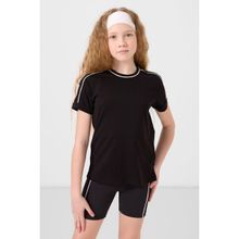 Siyah Pamuklu O Yaka Standart Fit Basic Kız Çocuk T-Shirt - 75177 - 9 - 10 Yaş