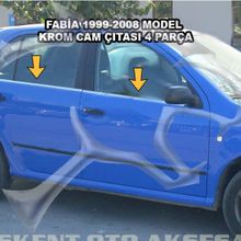 Skoda Fabia 1999-2008 Paslanmaz Çelik 4 Parça Krom Cam Çıtası