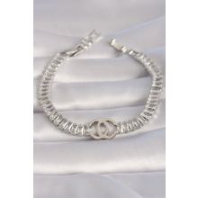 Skygo TJ-BB5984 Pirinç Gümüş Renk Zirkon Taşlı Su Yolu Model VIP Seri Kadın Bileklik