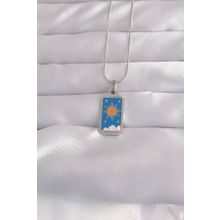 Skygo TJ-BKO9042 316L Çelik Gümüş Renk Mavi Mineli Güneş Model Tarot Kolye
