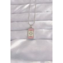 Skygo TJ-BKO9045 316L Çelik Gümüş Renk Pembe Mineli Ay Figür Tarot Kolye