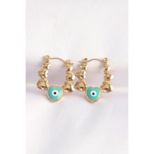 Skygo TJ-BKP8948 316L Çelik Gold Renk Mavi Nazarlı Kalpli Model Küpe