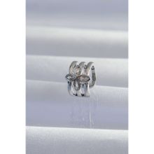 Skygo TJ-BKP9330 Pirinç Gümüş Renk Yonca Earcuff Küpe