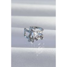 Skygo TJ-BKP9332 Pirinç Gümüş Renk İncili Ahtapot Earcuff Küpe