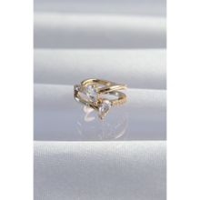 Skygo TJ-BKP9335 Pirinç Gold Renk Zirkon Taşlı Damla Earcuff Küpe