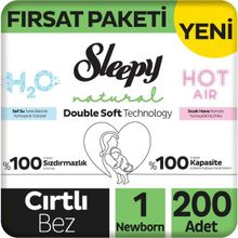 Sleepy Natural Double Soft No:1 Yenidoğan 200 Adet Bebek Bezi