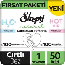 Sleepy Natural Double Soft No:1 Yenidoğan 50 Adet Bebek Bezi