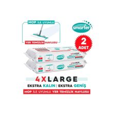 SMARTER 2 Adet Yer Temizlik Havlusu Bezi 4XL Mopa Uyumlu Yüzey Beyaz Sabun Kokulu Sirke ve Karbonat