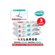SMARTER 3 Adet Yer Temizlik Havlusu Bezi 4XL Mopa Uyumlu Yüzey Beyaz Sabun Kokulu Sirke ve Karbonat