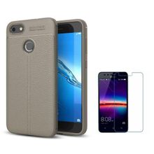 Smcase Huawei P9 Lite Mini Deri Dokulu Silikon Cam Ekran Koruyucu Kırmızı Cep Telefonu Kılıfı
