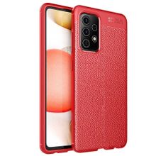 Smcase Samsung Galaxy A72 Deri Dokulu Silikon Nano Kırmızı Cep Telefonu Kılıfı