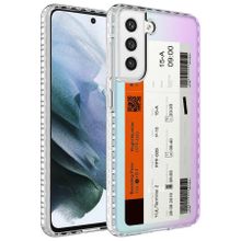Smcase Samsung Galaxy S21 FE Desenli Elegans Serisi Silikon Beyaz Cep Telefonu Kılıfı