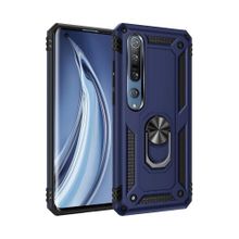 Smcase Xiaomi Mi 10 Vega Yüzüklü Tank Kapak Tam Kapatan Cam Lacivert Cep Telefonu Kılıfı