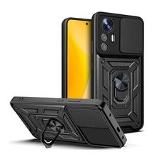 Smcase Xiaomi Mi 12 Lite Kamera Korumalı Yüzüklü Tank Pars Silikon Siyah Cep Telefonu Kılıfı
