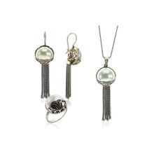 Söğütlü Silver Gümüş Incili Püsküllü Otantik Kolye