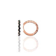 Söğütlü Silver Gümüş Rose 17 mm Siyah Sıra Taşlı Halka Küpe