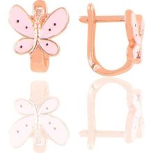Söğütlü Silver Gümüş Rose Pembe Mineli Kelebek Küpe