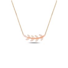 Söğütlü Silver SGTL10293 Gümüş rose zirkon taşlı yaprak kolye